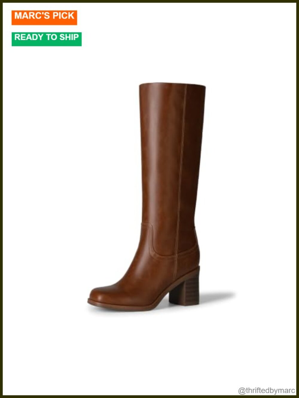 Women's Faux Leather Square Toe Chunky Knee High Boots Block Heel